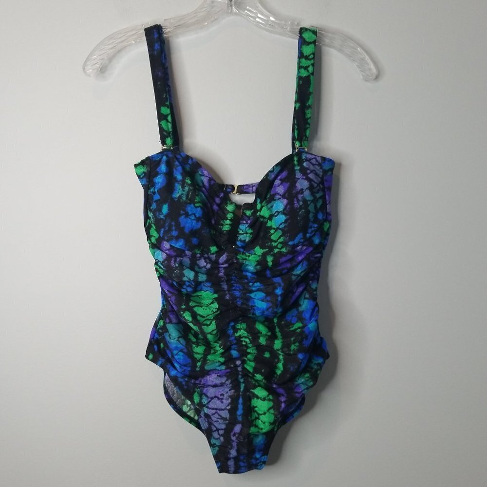 Leilani One Piece Ruched open back tie dye Swimsuit 6